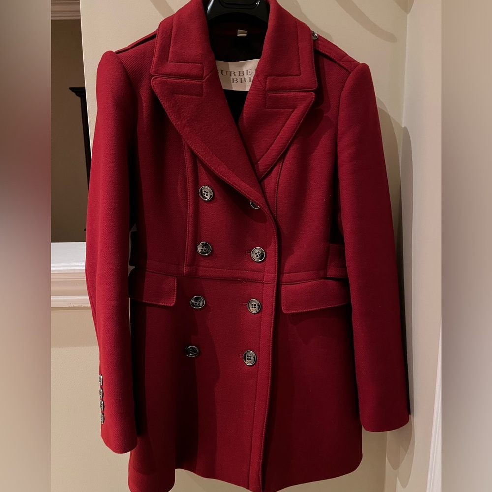Burberry Brit Red Wool Coat size US 10
